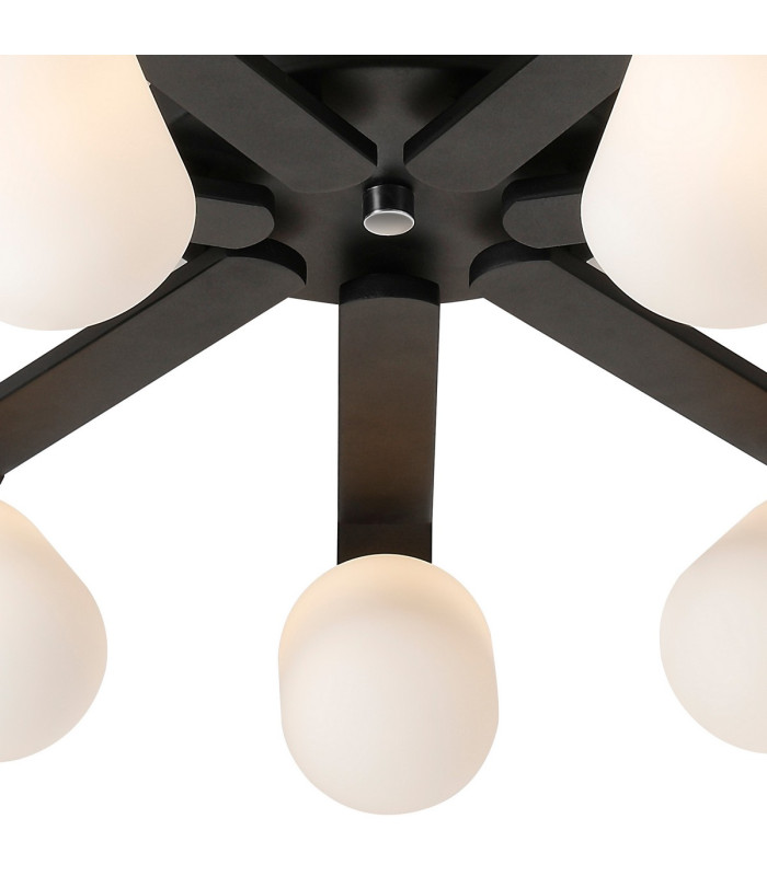 Cortland 64cm Flush Ceiling 7 Light G9 IP44 Black/Polished Chrome/Opal Smooth Tubular Glass-6