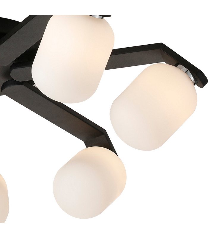 Cortland 64cm Flush Ceiling 7 Light G9 IP44 Black/Polished Chrome/Opal Smooth Tubular Glass-7
