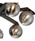 Cortland 64cm Flush Ceiling 7 Light G9 IP44 Black/Polished Chrome/Smoke Ribbed Round Glass-7