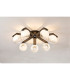 Cortland 64cm Flush Ceiling 7 Light G9 IP44 Black/Polished Chrome/White Two-Tone Snow Specks Round Glass-3