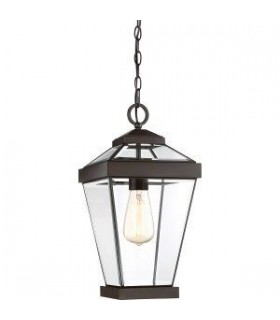1 Light Medium Outdoor Chain Lantern Western Bronze - 1