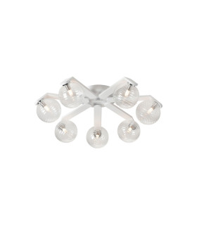 Cortland 64cm Flush Ceiling 7 Light G9 IP44 White/Polished Chrome/Clear Ribbed Round Glass-1