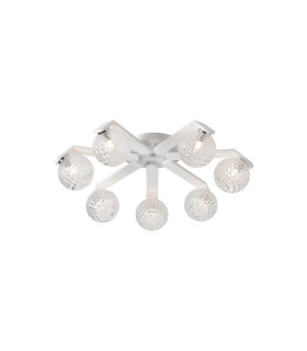 Cortland 64cm Flush Ceiling 7 Light G9 IP44 White/Polished Chrome/Clear Cross Pattern Round Glass-1