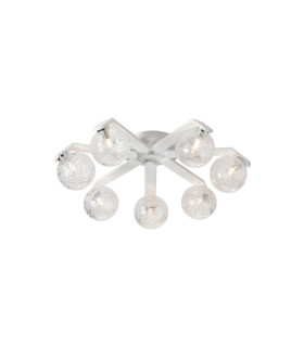 Cortland 64cm Flush Ceiling 7 Light G9 IP44 White/Polished Chrome/Clear Dune Effect Round Glass-1