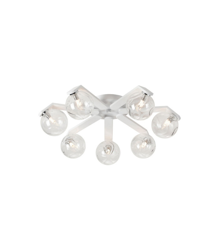 Cortland 64cm Flush Ceiling 7 Light G9 IP44 White/Polished Chrome/Clear Waved Round Glass-1