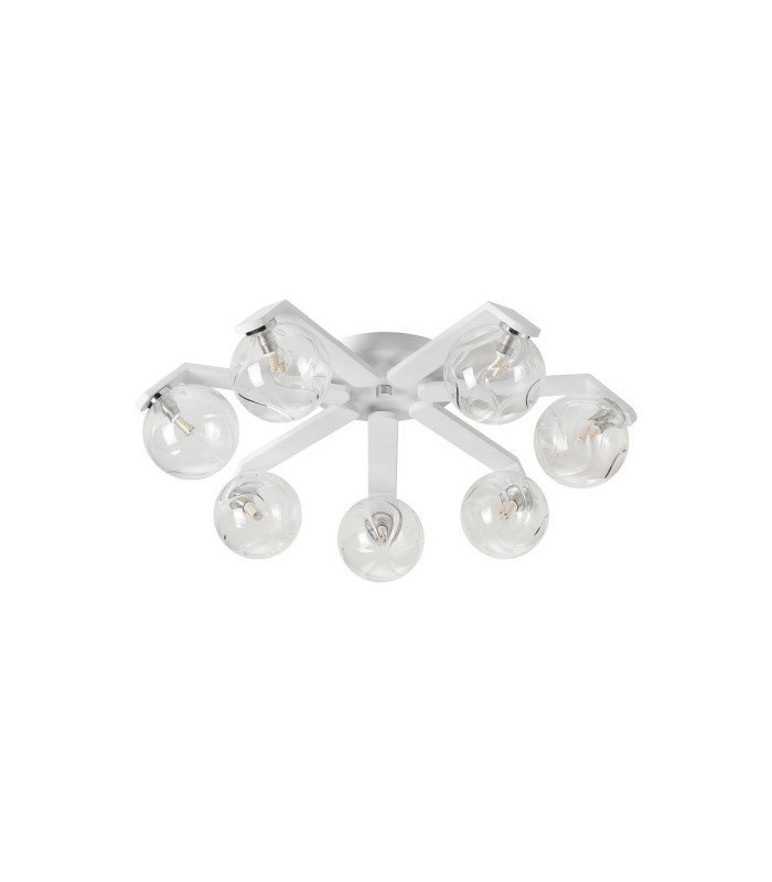 Cortland 64cm Flush Ceiling 7 Light G9 IP44 White/Polished Chrome/Clear Waved Round Glass-4