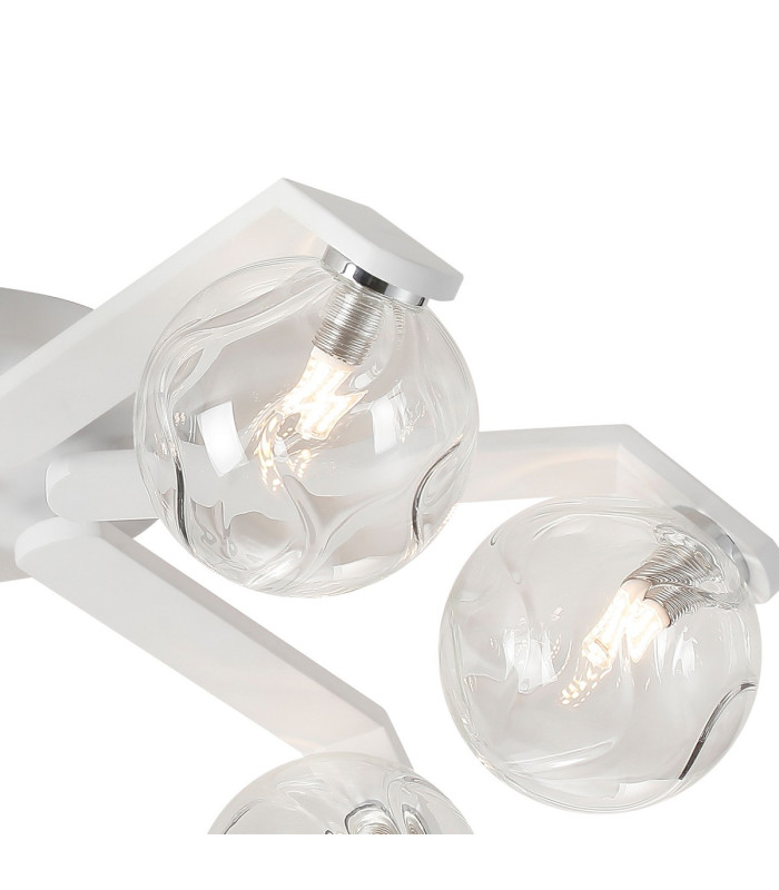 Cortland 64cm Flush Ceiling 7 Light G9 IP44 White/Polished Chrome/Clear Waved Round Glass-6