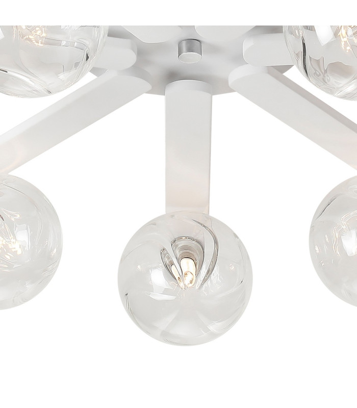 Cortland 64cm Flush Ceiling 7 Light G9 IP44 White/Polished Chrome/Clear Waved Round Glass-7