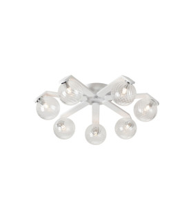 Cortland 64cm Flush Ceiling 7 Light G9 IP44 White/Polished Chrome/Clear Swirl Round Glass-1