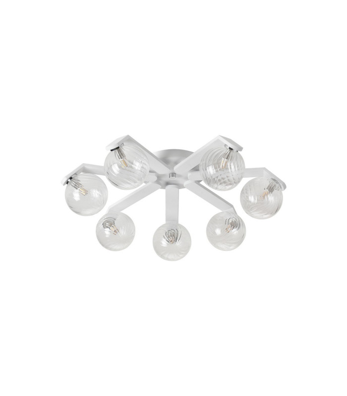 Cortland 64cm Flush Ceiling 7 Light G9 IP44 White/Polished Chrome/Clear Swirl Round Glass-4