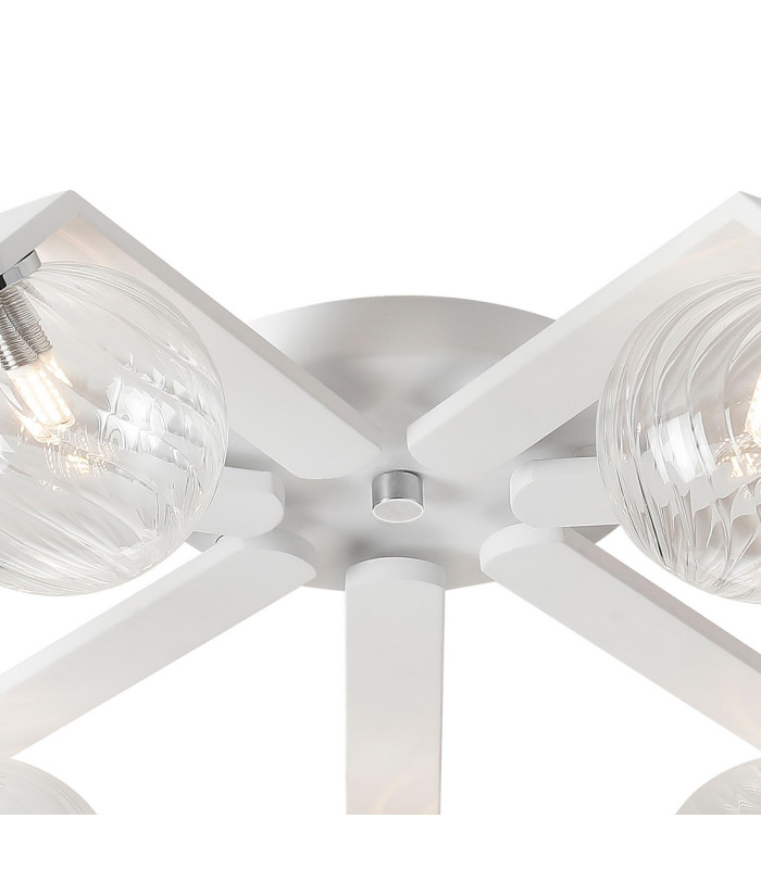 Cortland 64cm Flush Ceiling 7 Light G9 IP44 White/Polished Chrome/Clear Swirl Round Glass-5