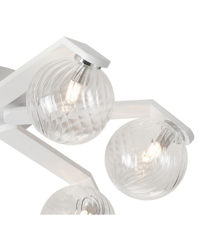 Cortland 64cm Flush Ceiling 7 Light G9 IP44 White/Polished Chrome/Clear Swirl Round Glass-6