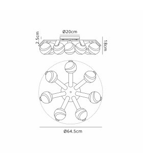 Cortland 64cm Flush Ceiling 7 Light G9 IP44 White/Polished Chrome/Grey Round Marble Effect Glass-2