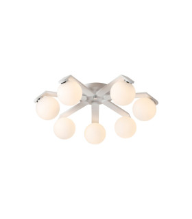 Cortland 64cm Flush Ceiling 7 Light G9 IP44 White/Polished Chrome/Opal Smooth Round Glass-1