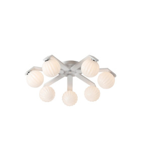 Cortland 64cm Flush Ceiling 7 Light G9 IP44 White/Polished Chrome/Opal Round Segment Glass-1