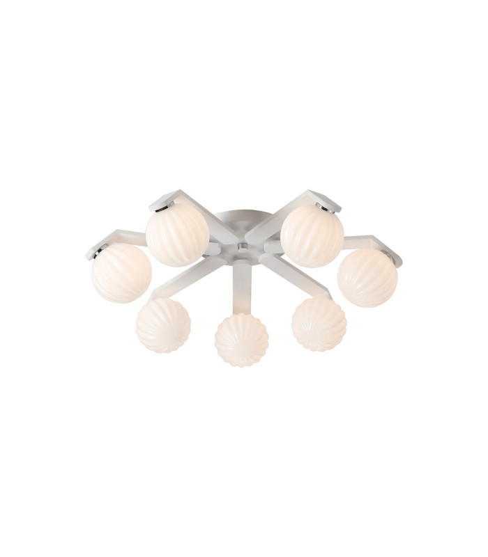 Cortland 64cm Flush Ceiling 7 Light G9 IP44 White/Polished Chrome/Opal Round Segment Glass-1