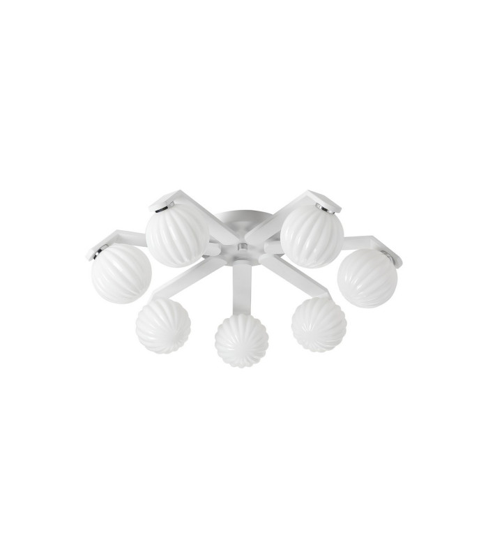 Cortland 64cm Flush Ceiling 7 Light G9 IP44 White/Polished Chrome/Opal Round Segment Glass-4