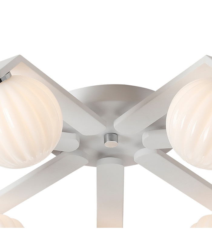 Cortland 64cm Flush Ceiling 7 Light G9 IP44 White/Polished Chrome/Opal Round Segment Glass-5