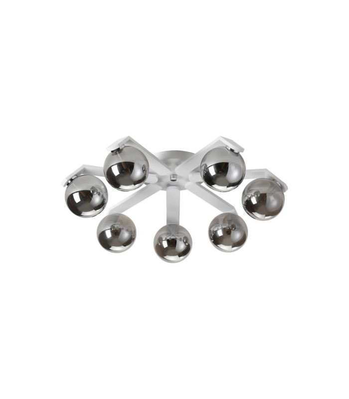 Cortland 64cm Flush Ceiling 7 Light G9 IP44 White/Polished Chrome/Smoke Smooth Round Glass-4