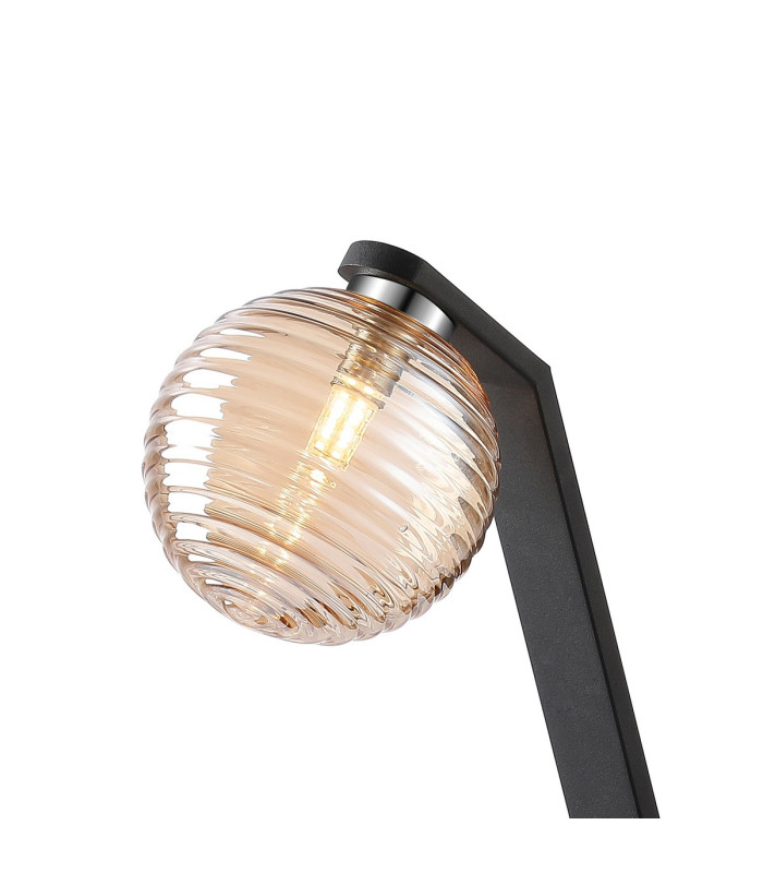 Cortland Table Lamp 1 Light G9 Black/Polished Chrome/Amber Ribbed Round Glass-7