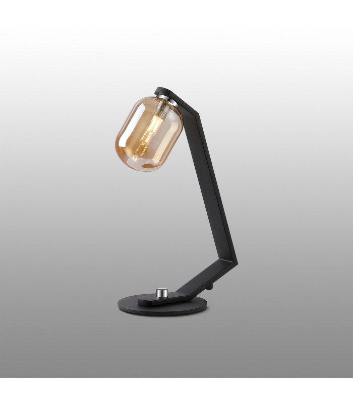 Cortland Table Lamp 1 Light G9 Black/Polished Chrome/Amber Smooth Tubular Glass-3
