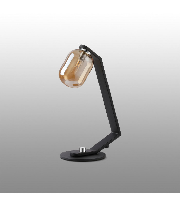 Cortland Table Lamp 1 Light G9 Black/Polished Chrome/Amber Smooth Tubular Glass-7