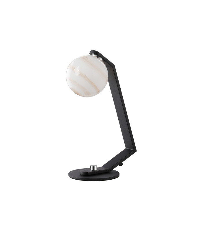 Cortland Table Lamp 1 Light G9 Black/Polished Chrome/Brown Round Marble Effect Glass-4