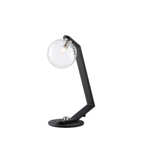 Cortland Table Lamp 1 Light G9 Black/Polished Chrome/Clear Ribbed Round Glass-1