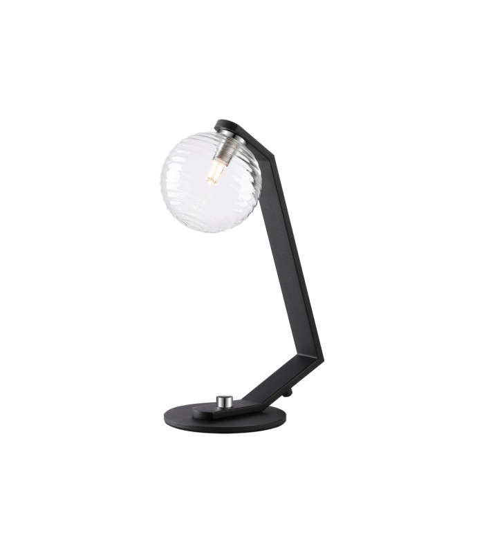Cortland Table Lamp 1 Light G9 Black/Polished Chrome/Clear Ribbed Round Glass-1