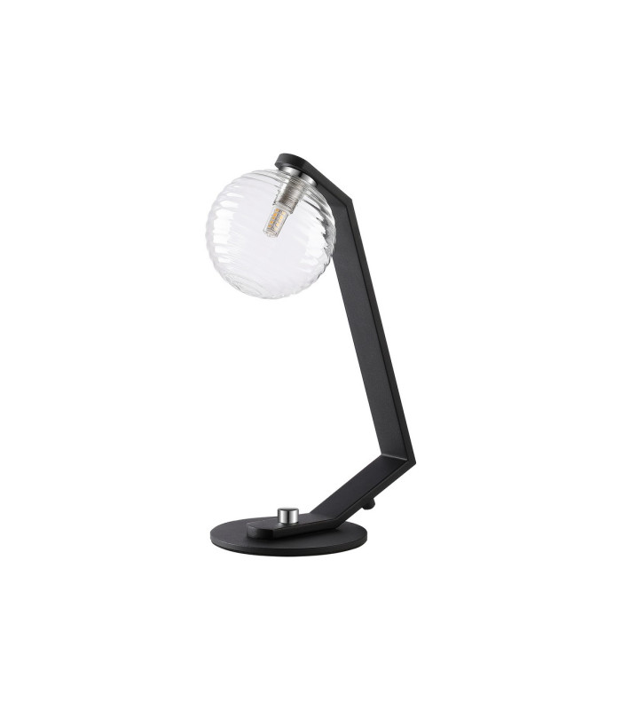 Cortland Table Lamp 1 Light G9 Black/Polished Chrome/Clear Ribbed Round Glass-5