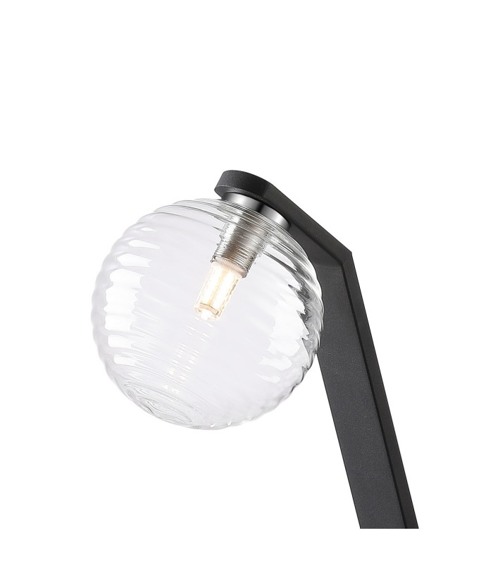 Cortland Table Lamp 1 Light G9 Black/Polished Chrome/Clear Ribbed Round Glass-6