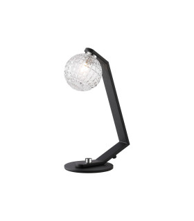 Cortland Table Lamp 1 Light G9 Black/Polished Chrome/Clear Cross Pattern Round Glass-1