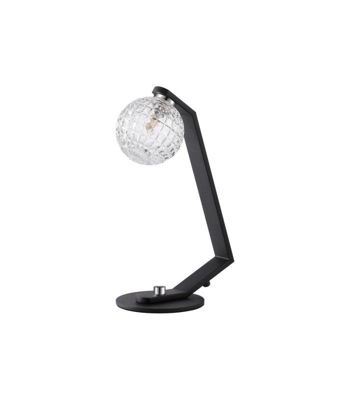 Cortland Table Lamp 1 Light G9 Black/Polished Chrome/Clear Cross Pattern Round Glass-4