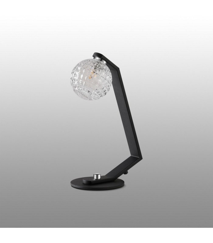 Cortland Table Lamp 1 Light G9 Black/Polished Chrome/Clear Cross Pattern Round Glass-7