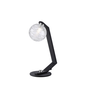 Cortland Table Lamp 1 Light G9 Black/Polished Chrome/Clear Dune Effect Round Glass-1
