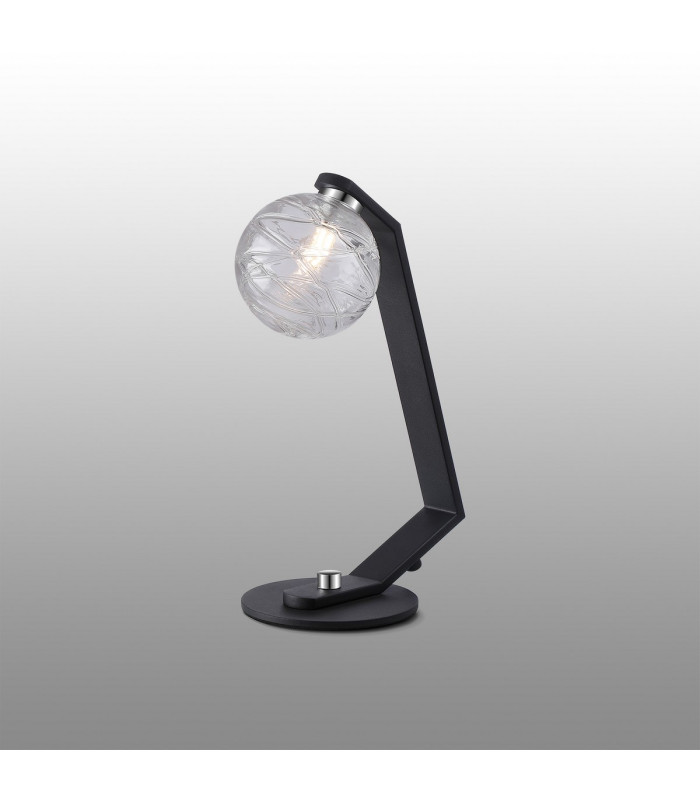 Cortland Table Lamp 1 Light G9 Black/Polished Chrome/Clear Dune Effect Round Glass-3