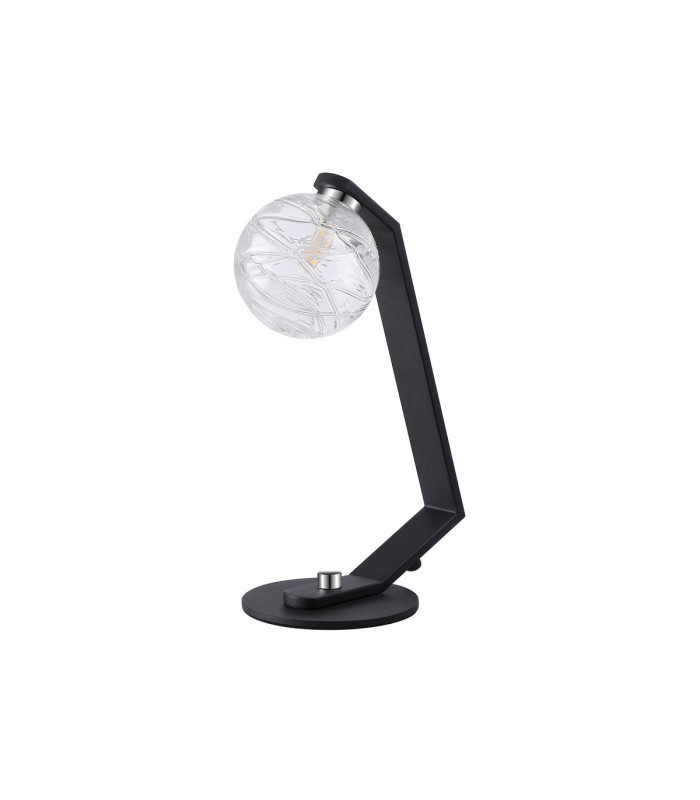 Cortland Table Lamp 1 Light G9 Black/Polished Chrome/Clear Dune Effect Round Glass-4