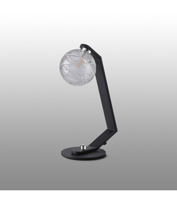 Cortland Table Lamp 1 Light G9 Black/Polished Chrome/Clear Dune Effect Round Glass-7