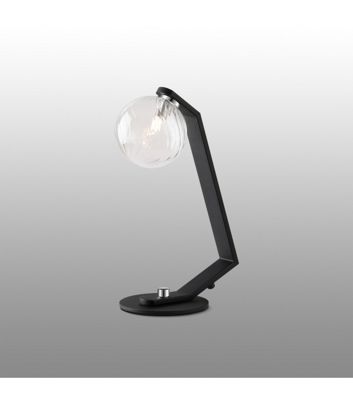 Cortland Table Lamp 1 Light G9 Black/Polished Chrome/Clear Swirl Round Glass-3