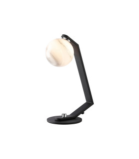 Cortland Table Lamp 1 Light G9 Black/Polished Chrome/Grey Round Marble Effect Glass-1