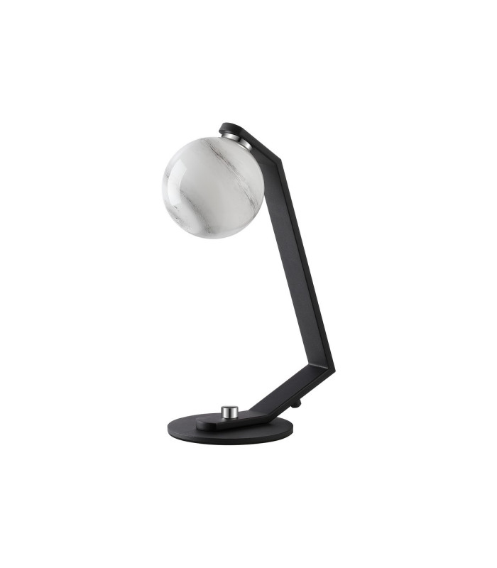 Cortland Table Lamp 1 Light G9 Black/Polished Chrome/Grey Round Marble Effect Glass-4