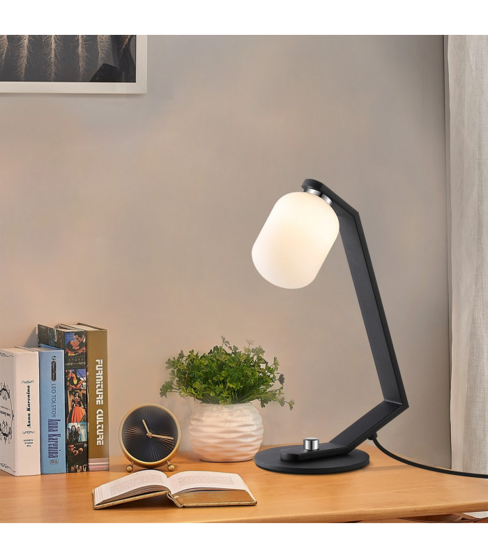 Cortland Table Lamp 1 Light G9 Black/Polished Chrome/Opal Smooth Tubular Glass-4