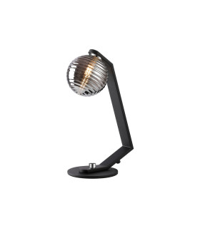 Cortland Table Lamp 1 Light G9 Black/Polished Chrome/Smoke Ribbed Round Glass-1