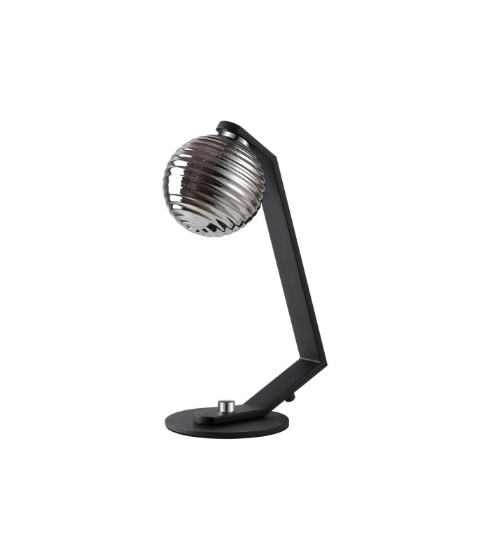 Cortland Table Lamp 1 Light G9 Black/Polished Chrome/Smoke Ribbed Round Glass-4