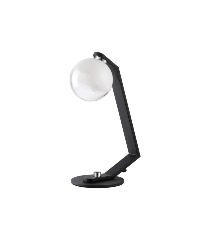 Cortland Table Lamp 1 Light G9 Black/Polished Chrome/White Two-Tone Snow Specks Round Glass-4