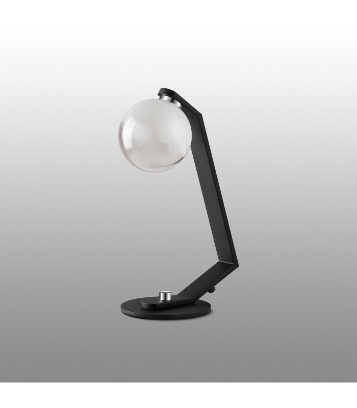 Cortland Table Lamp 1 Light G9 Black/Polished Chrome/White Two-Tone Snow Specks Round Glass-7