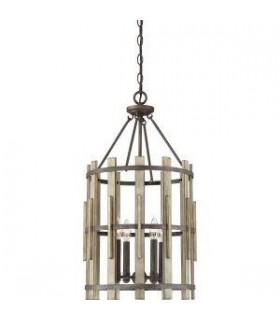 4 Light Cage Pendant Rustic Black - 1