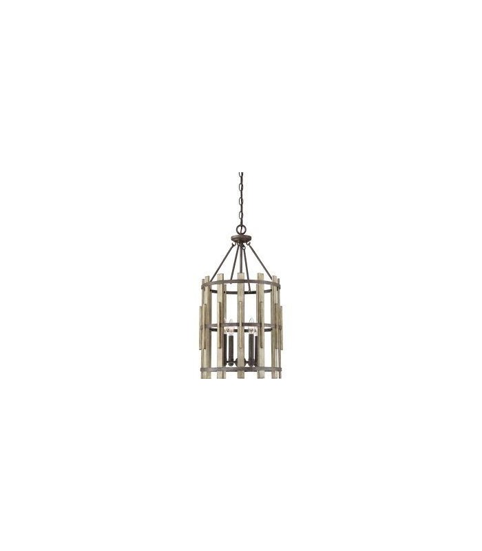 4 Light Cage Pendant Rustic Black - 1