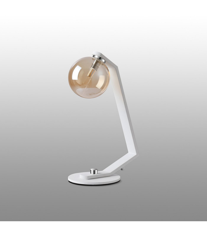Cortland Table Lamp 1 Light G9 White/Polished Chrome/Amber Smooth Round Glass-7