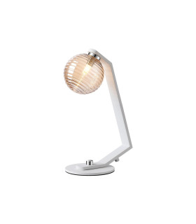 Cortland Table Lamp 1 Light G9 White/Polished Chrome/Amber Ribbed Round Glass-1